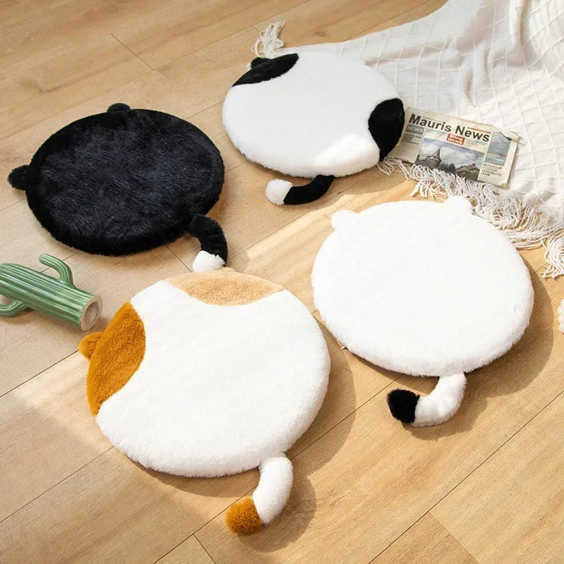 Cartoon Cat Thickened Solid Color Thickened Dining Chair Seat Pad Round Stool Cover Chair Cushion Decoration 쿠션